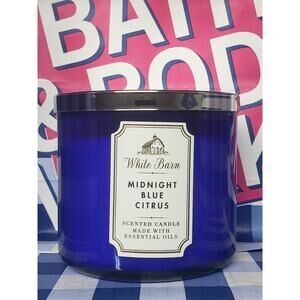 BBW Solid Blue Jar Midnight Blue Citrus Large 3 Wick Candle Home Fragrance Decor